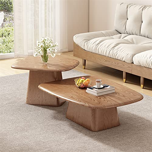 Side Table Japanese Coffee Table, Simple Ash Wood Sofa End Table, Set of 2 Coffee Table Modern Minimalist Side Table for Living Room, Balcony End Table