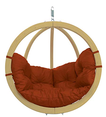 BYER OF MAINE Globo Hanging Chair - Modern Outdoor Furniture Seats 1 - Layered Spruce Wood & Agora Outdoor Cushion for Comfy Hanging Pod Chair - 48