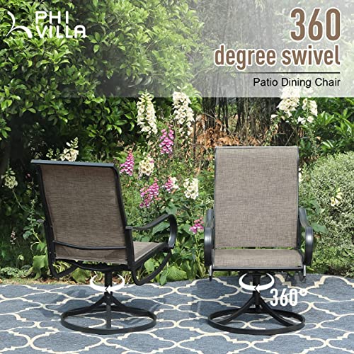 PHI VILLA 9 Piece Outdoor Patio Dining Set, Large Square Metal Dining Table and 8 Outdoor Swivel Dining Chairs, Patio Table and Gray Chair Furniture Dining Set for 8 Person