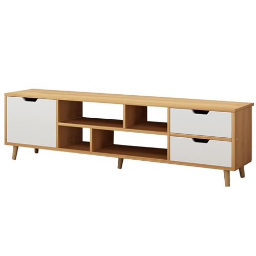 Space-Saving TV Stand Media Entertainment Center with 3 Drawers and Open Shelves, Stylish Television Stand and Media Console for Living Room and Bedroom White