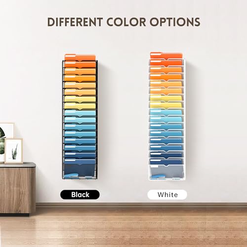 SUPEASY 17-Tier Mesh Wall File Holder, Hanging Wall File Organizer, Office Organization for Papers, Mails, Folders, Files Clipboard Magazine Rack, Black