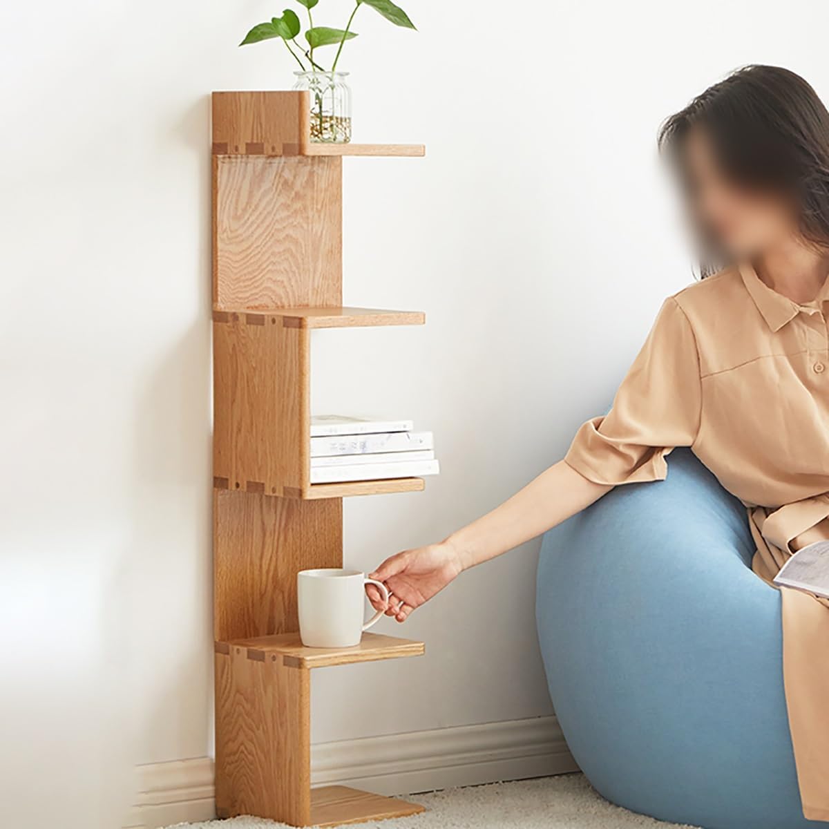 Small Corner Table Sideboard Cabinet,Wall Mounting Or Placement,Modern Credenza Storage Cabinet, Narrow Corner Shelves Bookshelf, for Home Office Decor