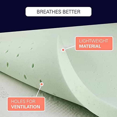 Bridgevine Home Cool Gel Infused Ventilated Memory Foam Mattress Topper, 2 inch, Short Queen Size, CertiPur-US Certified