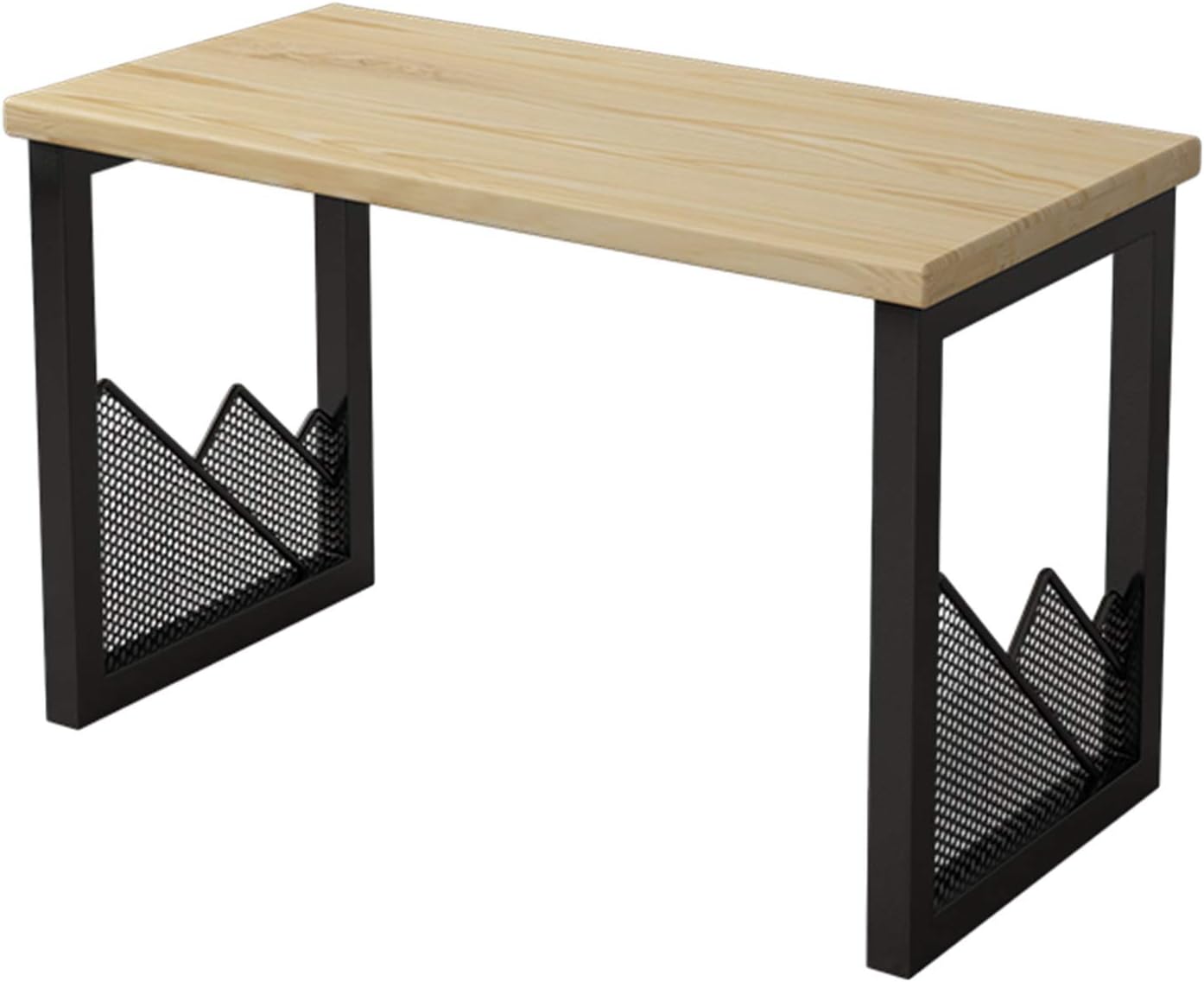 Computer Simple Style Staff Office 8 cm Thick Pine Desktop Black Wrought Iron Frame Easy to Assemble - for Home Company Studio