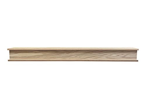 MANTELSDIRECT Bisbee 60 Inch Oak Wood Fireplace Mantel Shelf with Top and Bottom Molding - Unfinished Oak, 6