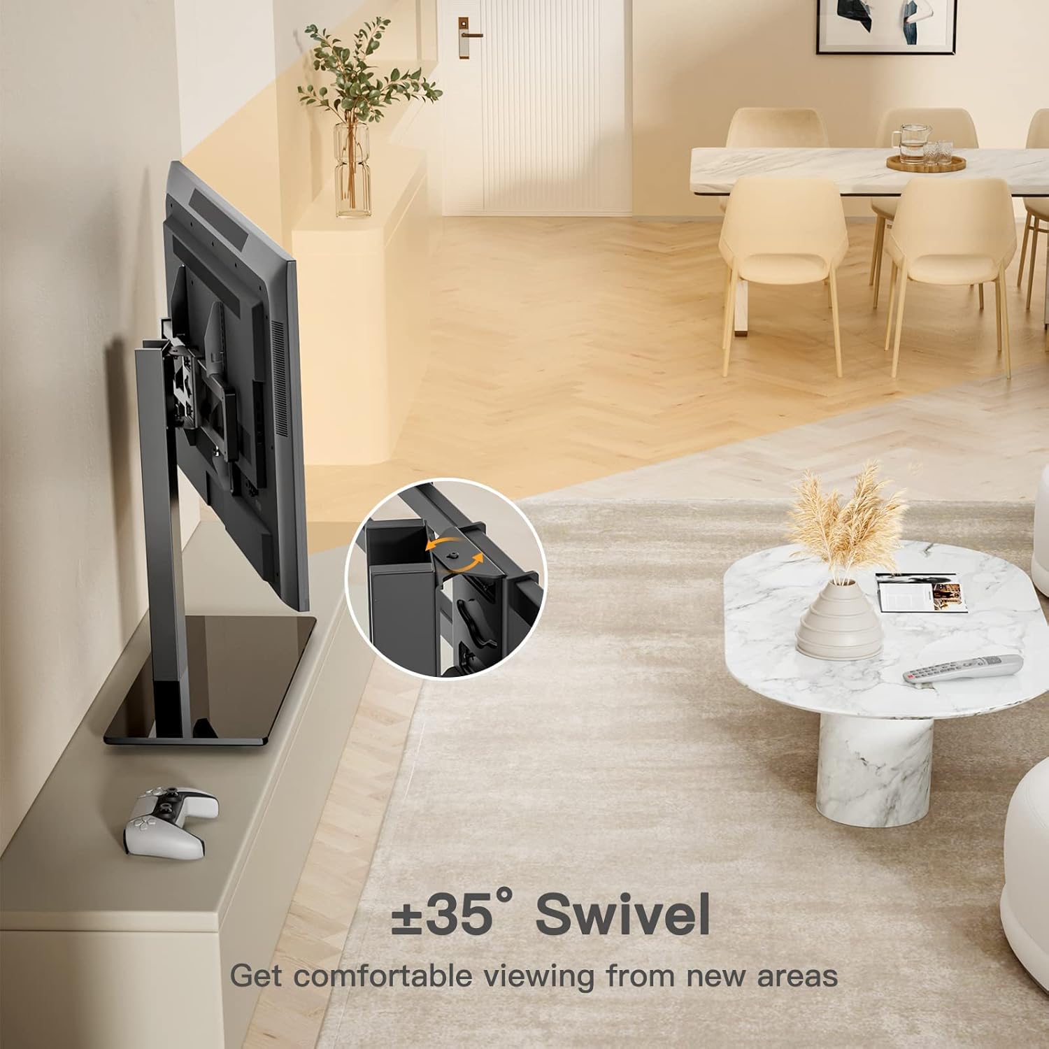 Swivel Universal TV Stand Base for 50-75 Inch LCD OLED Flat/Curved Screen TVs-Height Adjustable/Tall/Larger Table Top TV Stand Mount, Center TV Stand with Cable Management, VESA 800x400mm