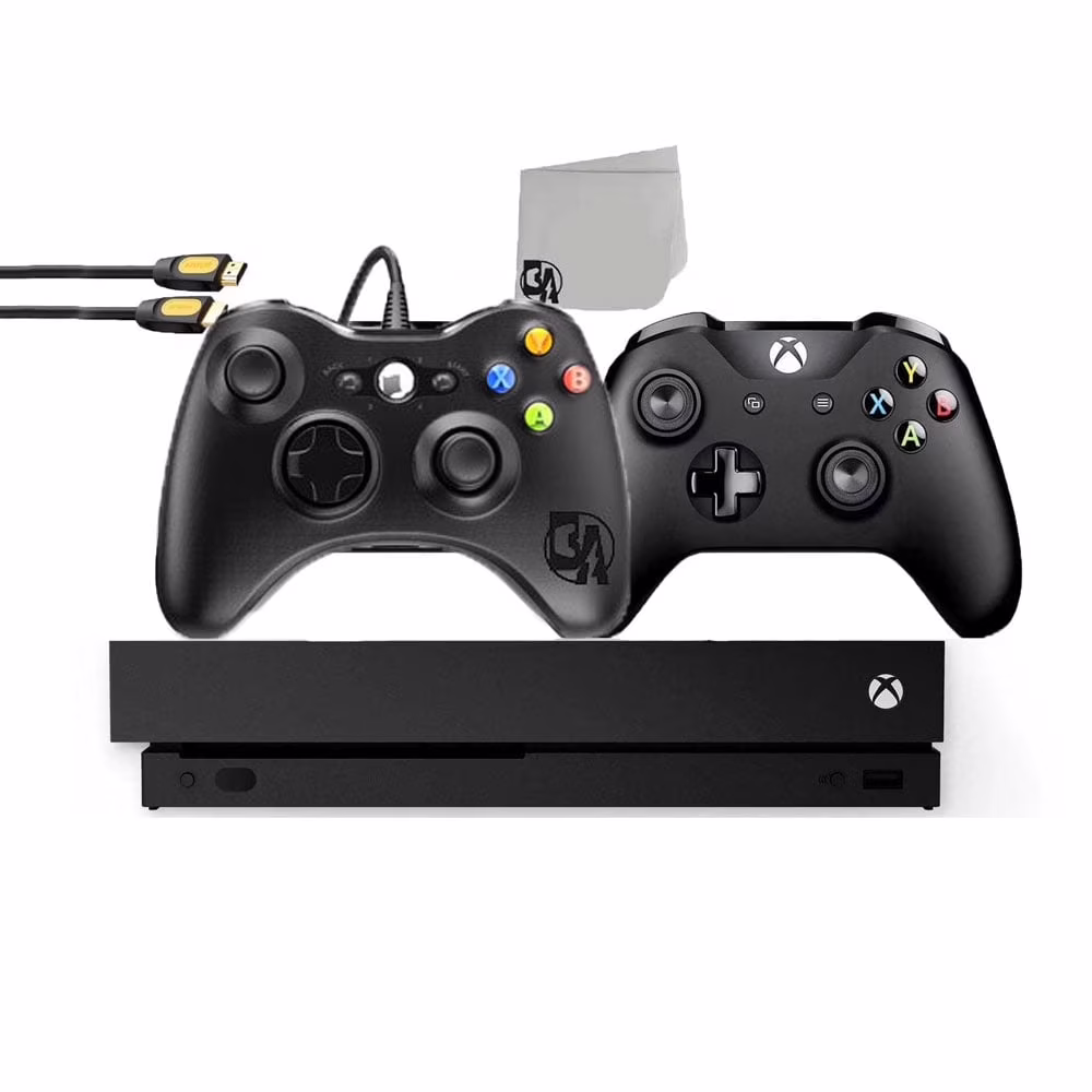 Restored Microsoft Xbox One X 1TB Gaming Console Black with 2 Controller Included BOLT AXTION Bundle (Refurbished)