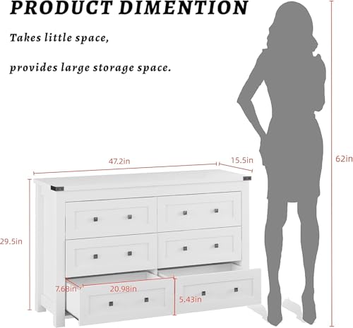 7-Drawer Dresser for Bedroom, Chest of Drawers with Ample Storage, Modern Farmhouse-Style Wooden Dresser for Bedroom, Hallway, Entryway, Closet, B