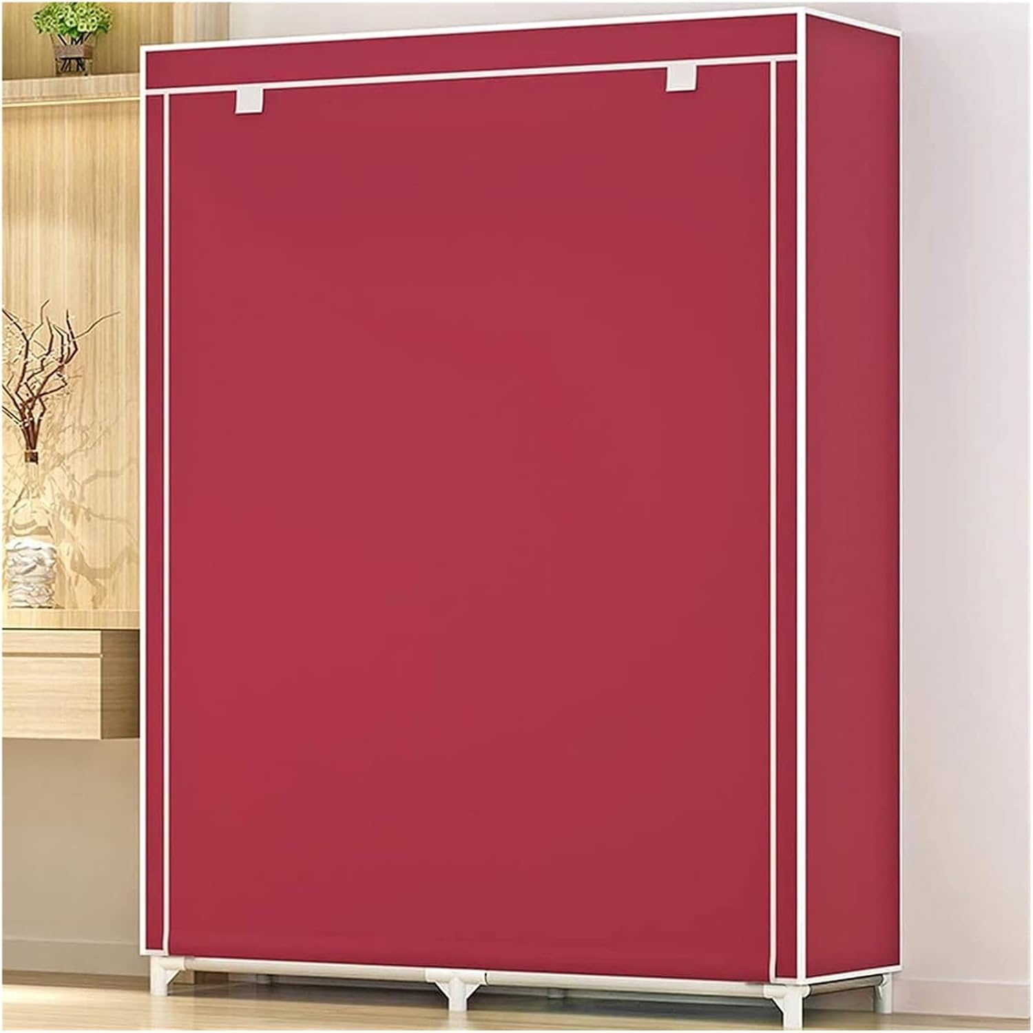 Portable Closets Portable Wardrobe Cloth Wardrobe Wardrobe Bedroom Small Thickened Bedroom Dormitory Household Single Clothes Storage Cabinet Rental Room Simple Fabric,D Portable Cloth Hanger