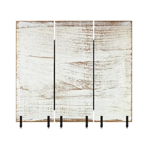 3 Panels Freestanding Acoustic Room Divider Wood Texture Plank Grain Wooden Desk Table Floor Old Striped Timber Soundproof Privacy Screen Folding Sound Absorbing Partition Wall Divider for Office