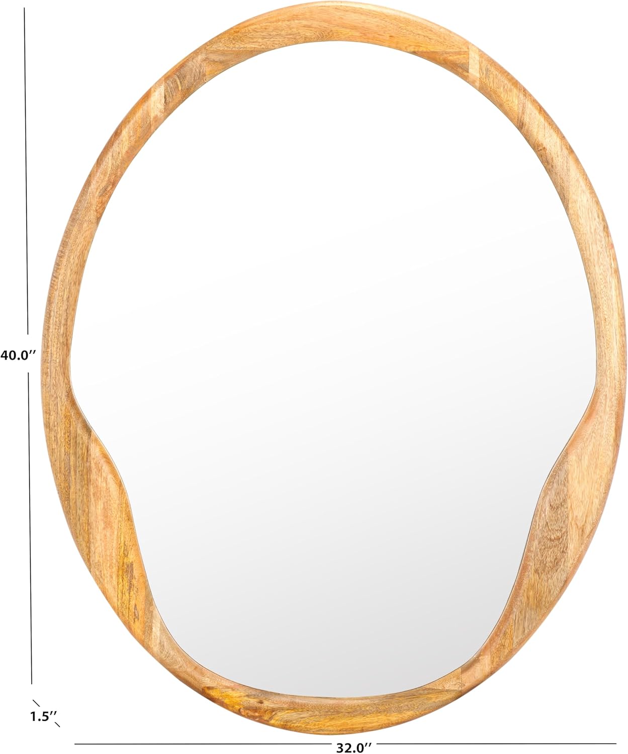 SAFAVIEH Home Collection Paz Scandinavian Boho Rustic Farmhouse 32 x 40-inch Oval Decorative Accent Wall Mirror for Bedroom Living Room Bathroom Entryway