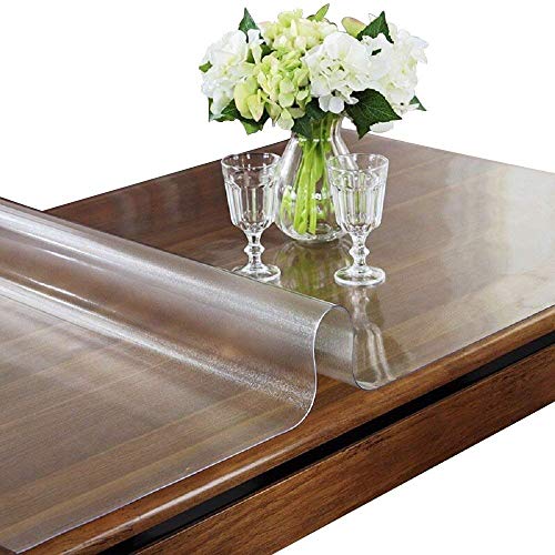 ETECHMART 36 x 54 Inches Frosted PVC Table Cover Protector, 1.5mm Thick Non-Slip Desk Pad, Water Resistant Vinyl Table Cover for Marble Top, Glass Table
