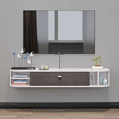 Floating TV Stand Cabinet Wall Mounted TV Cabinet,Solid Wood Hanging TV Console,Floating TV Unit Cabinet for Storing Set-Top Box WiFi Router TV Component Photo Frames