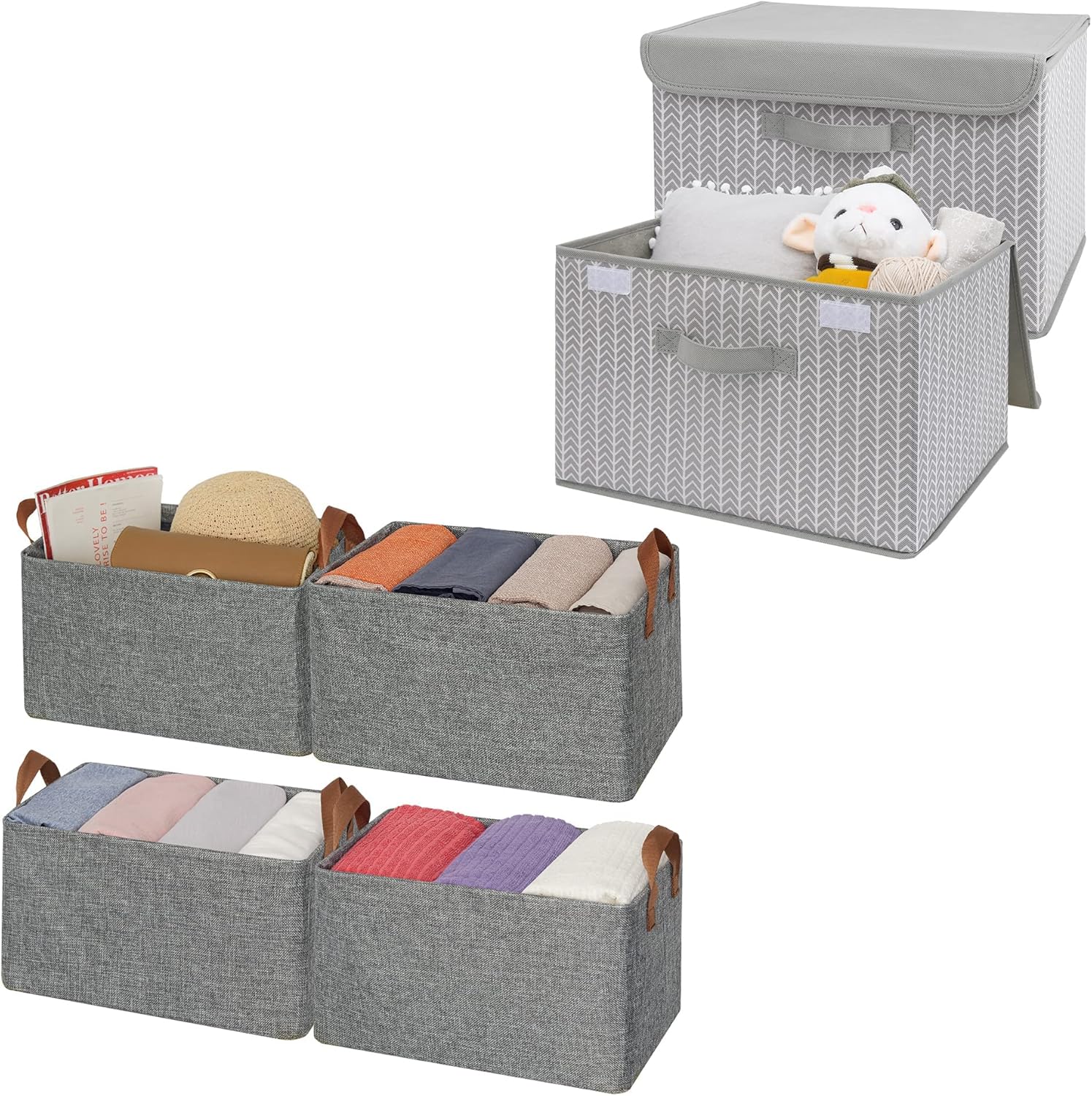 GRANNY SAYS Bundle of 4-Pack Storage Baskets for Wardrobe & 2-Pack Closet Storage Bins