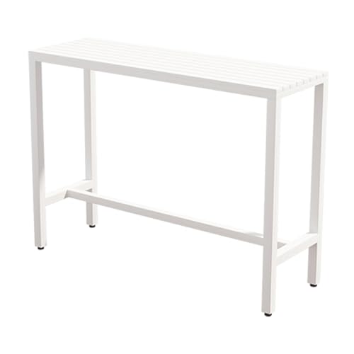 Outdoor Counter Height Bar Table, Patio Rectangle Bar Table, 41.3” Pub Height Dining Bar Table with Plastic Wood Tabletop for Hot Tub, Garden, Yard, Balcony, Poolside, Indoor (Color : White, Size :
