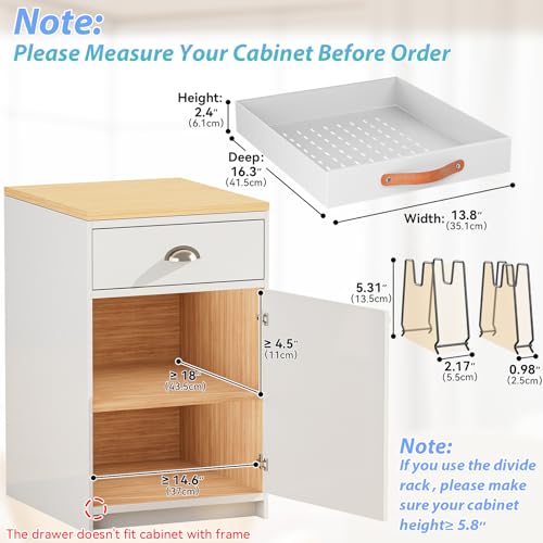 OVICAR Pull Out Cabinet Drawer - Adhesive Slide Out Organizer, 13.8