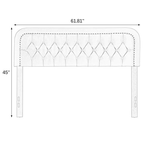 Velvet Soft Cushion Tufted Button Headboard, Modern Minimalist Rectangular Velvet Mattress Headboard, Filled with High-Density Sponge Cushion Backrest (Q Grey)
