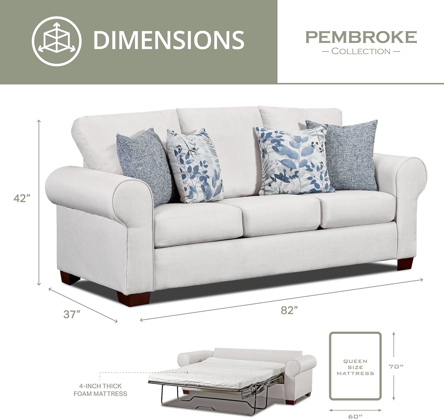 American Furniture Classics Pembroke 4-Piece Set with Sleeper Sofas, Soft Washed Cream Tweed