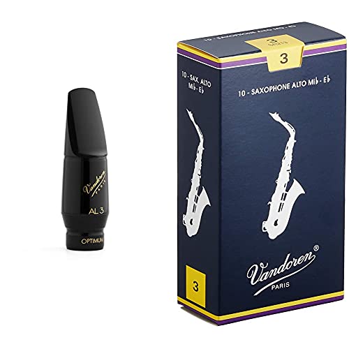 Vandoren SM711 AL3 Optimum Alto Sax Mouthpiece and Vandoren SR213 Alto Sax Reeds Strength 3