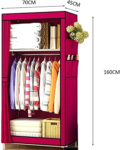 Portable Closets Cloth WardrobePortable Wardrobe Cloth Wardrobe Wardrobe Bedroom Folding Simple Simple Dormitory Fabric Small Single Assembled Cloth 160X45X70Cm,Brown Portable Cloth Hanger-160X45X70cm