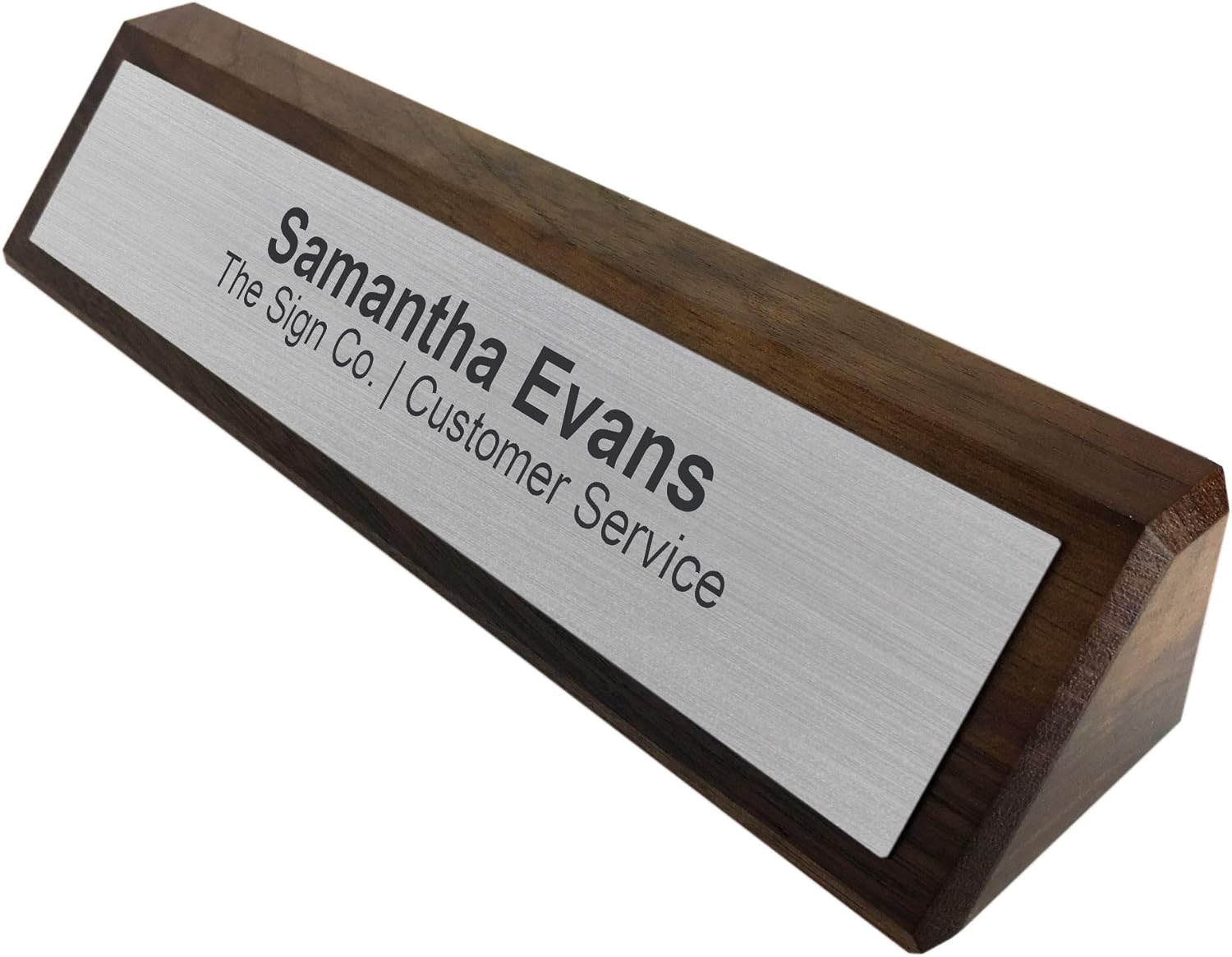 Personalized Office Name Plate for Desk - Custom Name Plate Walnut - Free Engraving