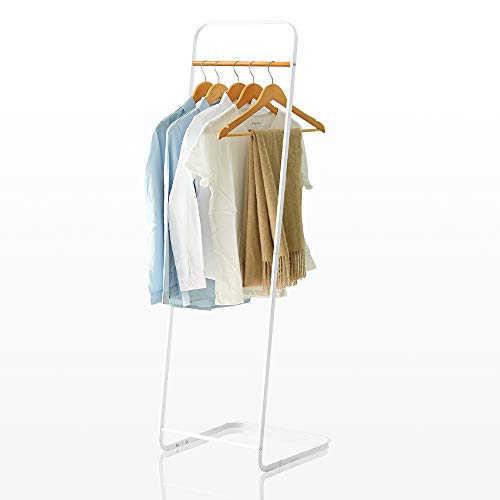 Narrow Clothes Rack - Simple Garment Rack Mini Clothing Rack with Shelf 1-Tier Coat Clothing Organizer Storage for Small Space, Entryway, Bedroom, White