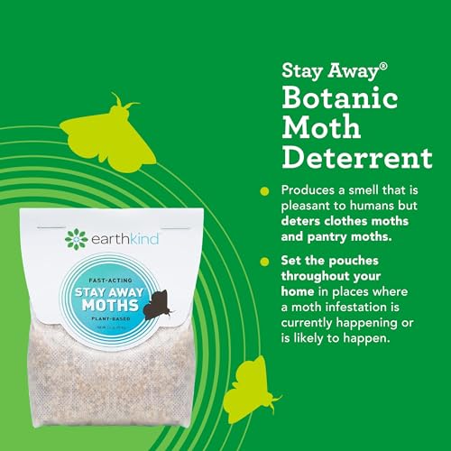 EarthKind Stay Away Moths - Moth Deterrent for Closet, Pantry & More - DIY Pest Control Pouches for Moths - with Cedarwood Oil & Geranium Oil - 6-Pack with Extended Release Pouch Pod