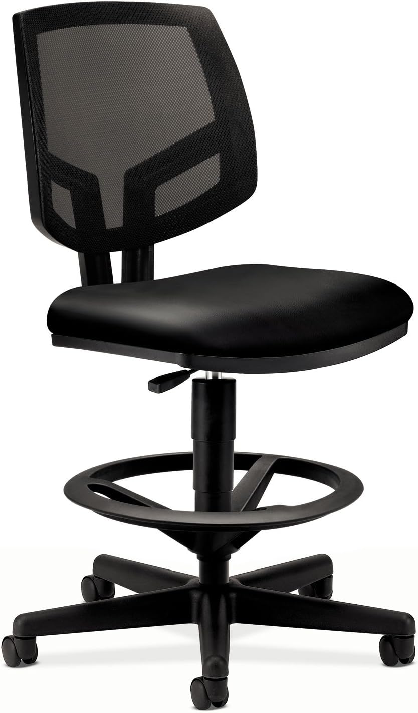 HON 5715SB11T Volt Series Mesh Back Adjustable Leather Task Stool, Black