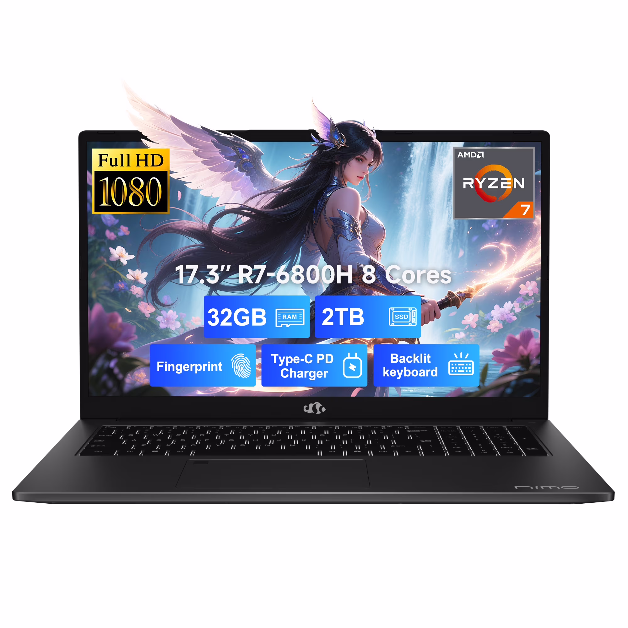Newest 17.3"FHD Display Business Gaming Laptop,8 Cores AMD Ryzen 7 6800H, 32GB DDR5 RAM 1TB SSD(Beat Intel i7 12700H, Up to 4.7GHz),AMD Radeon 680M GPU, 100W Type-C, Fingerprint, Backlit Keyboard