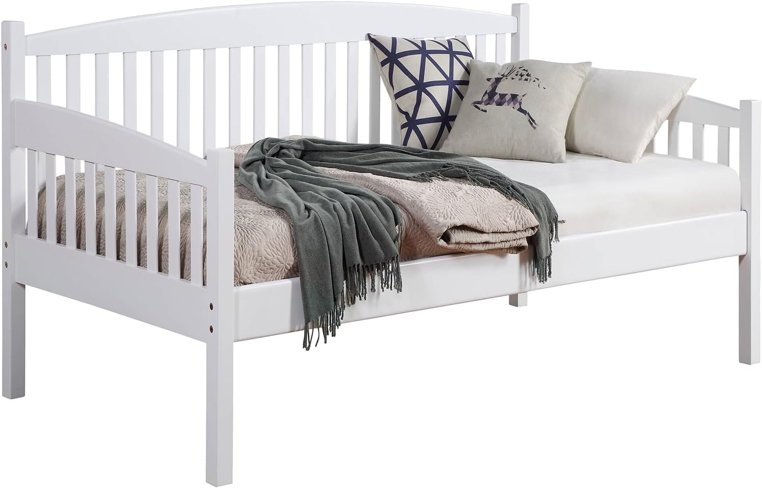 Full Size Day Bed,Small Couches for Small Spaces,Wood White Day Bed No Box Spring Needed for Living Room Bedroom Guest Room