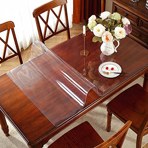 OstepDecor Clear Table Cover Protector 2mm Thick, 36 x 54 Inch Table Protector for Dining Room Table, Plastic Table Cover Rectangle, Clear Vinyl Tablecloth Protector, Table Pad for Kitchen Wood Table