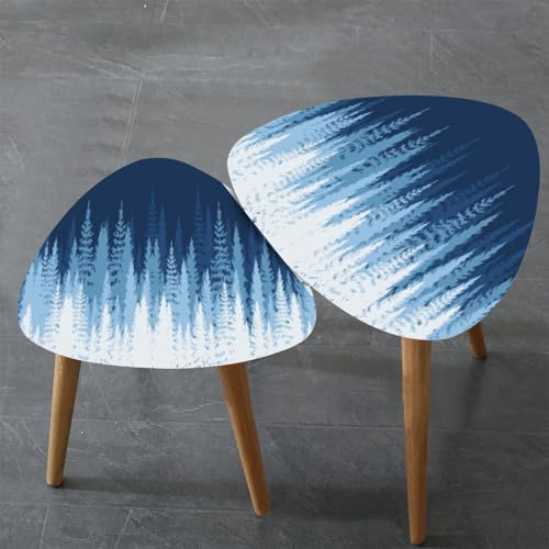 Triangle Nesting Coffee Table Set of 2 Forest panorama view Pine tree landscape Spruce silhouette Modern Minimalist Side Table Small End Table Leisure Tea Table Living room Bedroom Office