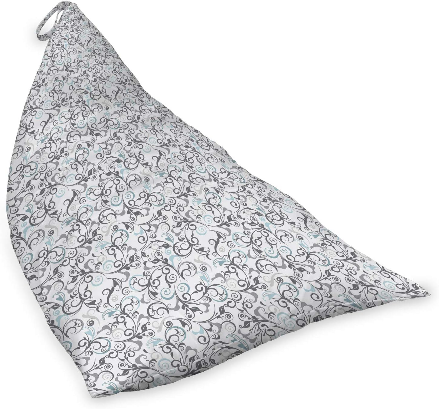 Ambesonne Floral Lounger Chair Bag, Damask Antique Baroque Curls Classic Old Fashioned Royal Revival, High Capacity Storage with Handle Container, Lounger Size, Grey Pale Blue White