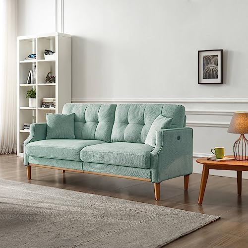 INMOZATA Comfy Sofa with USB Charging Ports and Pillows, 70 inch 3 Seat Upholstered Loveseat Sofa Couch for Compact Living Space, Dorm,Apartment, Bedroom,Grey