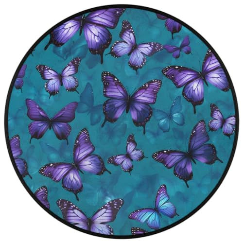 Mountains Rivers Round Rug 5.2Ft Washable Non Slip Entry Area Rugs Moon Nights Circle Floor Mat Entryway Carpet Pads for Living Room, Dining Room, Kitchen, Bedroom, Office