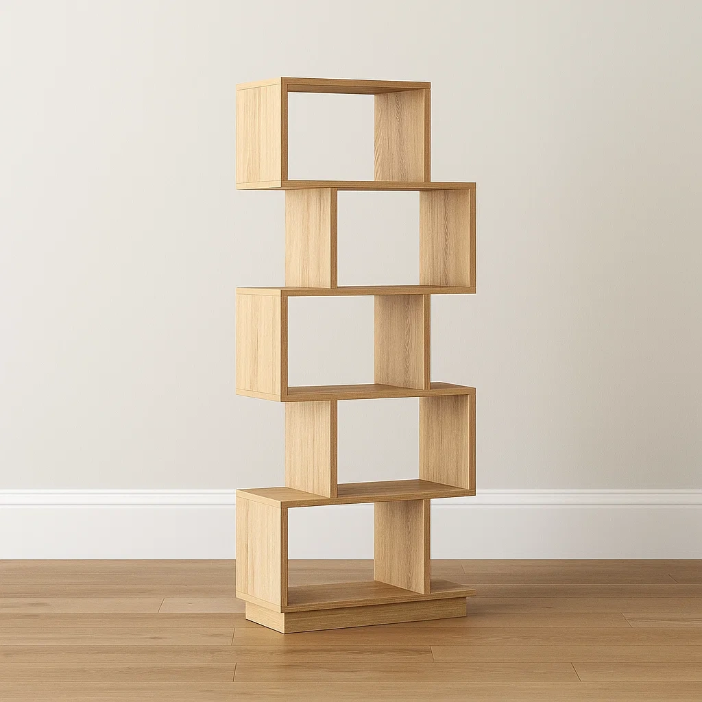 Offenes Bücherregal mit 5 Fächern, helle Eichen-MDF-Platte, freistehend, für Wohnzimmer oder Büro, 60 x 24 x 170 cm - hwaV8NeUzsv9