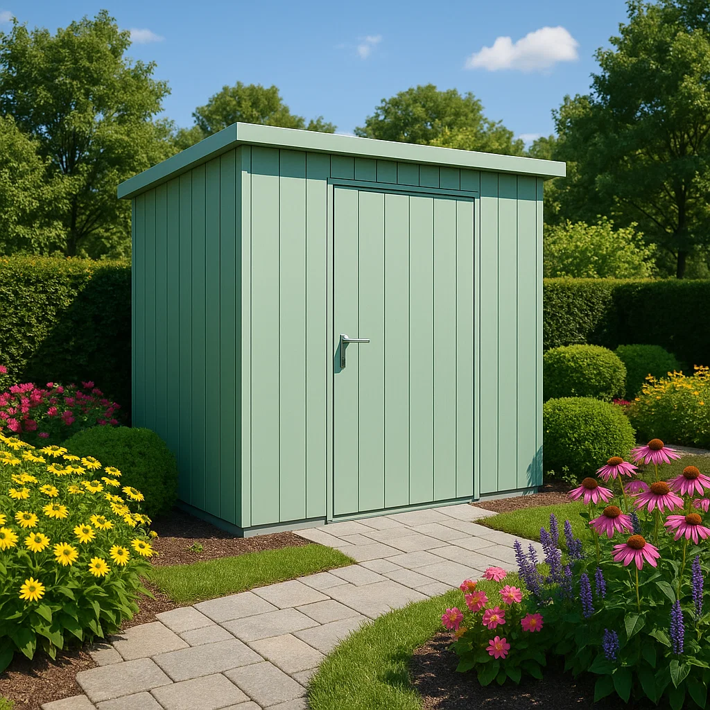 Gartenhaus aus grünem Stahl für den Außenbereich, 210 x 190 x 215 cm UHErXTr187eC