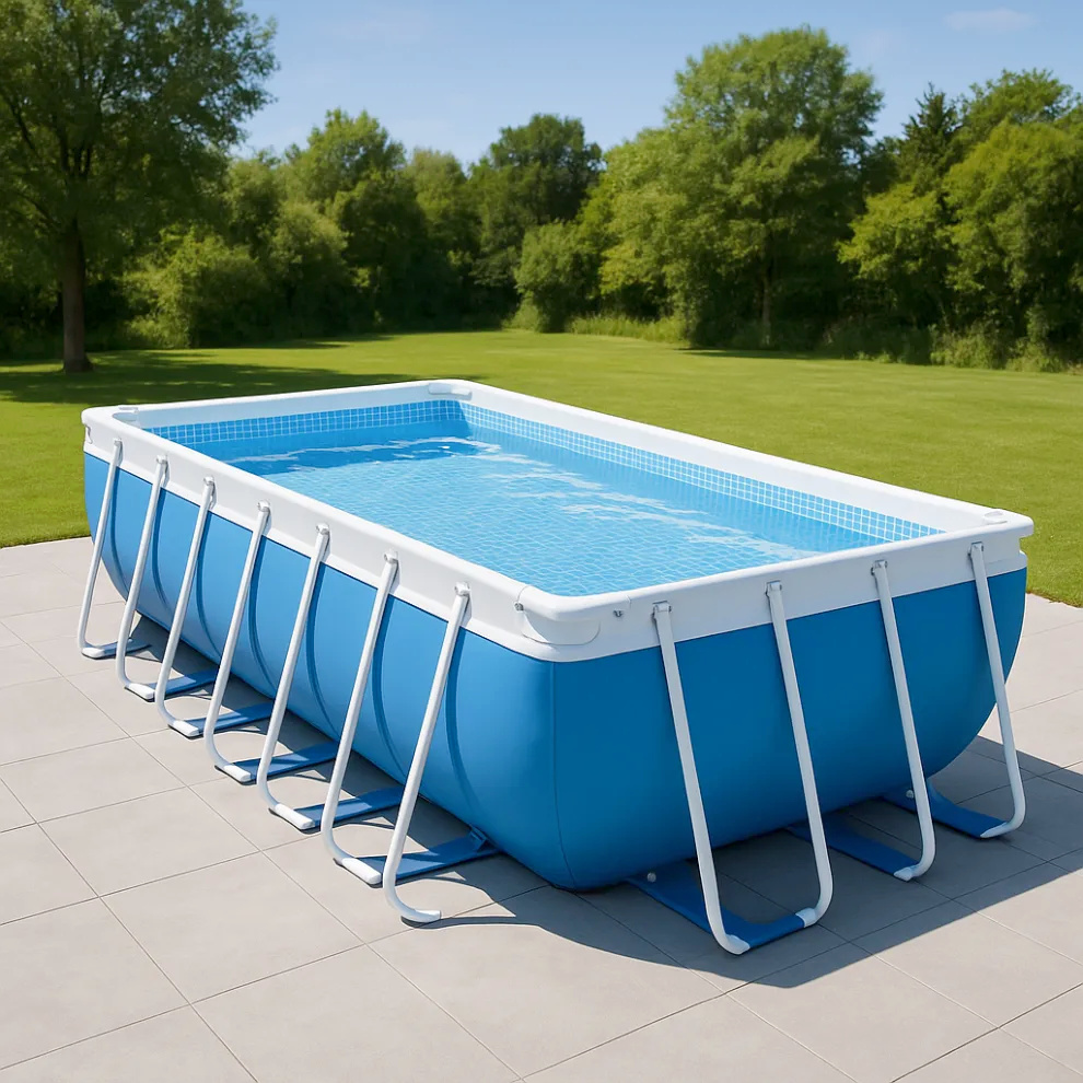 Rechteckiger Röhrenpool, Ja, PVC-Röhrenpool, Stahl, Außenbereich, Garten, 732 x 366 x 132 cm, Blau/Weiß, VMhCAXN637wF