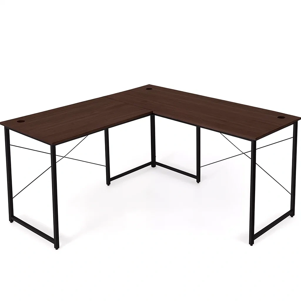 L-förmiger Computertisch 150x120x75 cm, Braun und Schwarz - hvQfilp293LU