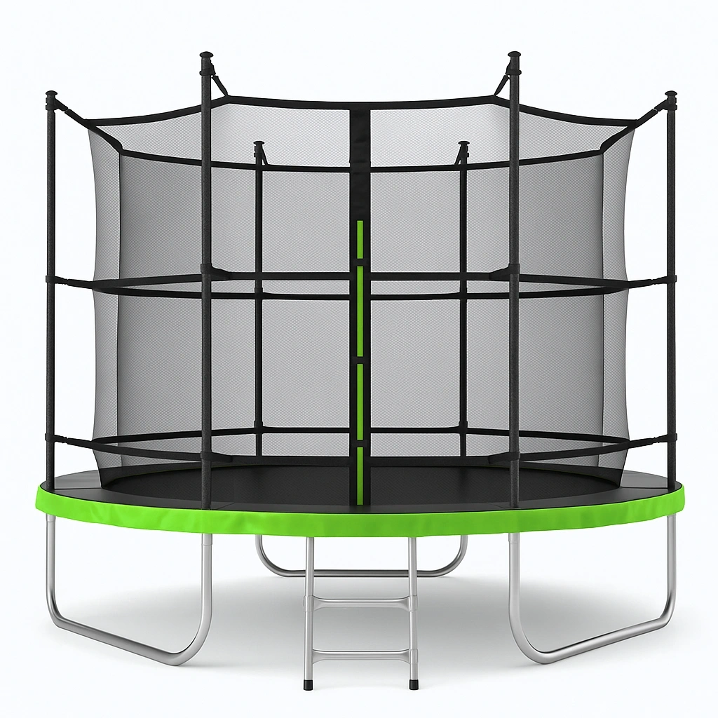 Rundes Kindertrampolin für den Außenbereich, schwarzer Stahl, Garten, 3,6 m x 3,6 m x 2,6 m - TsHsCyc100jz