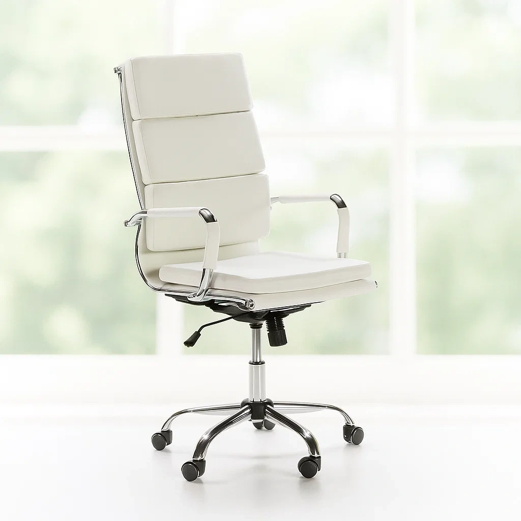 Weißer, verstellbarer Bürostuhl aus Kunstleder für den Innenbereich, 71 × 54 × 110 cm - N6C1avvwamLX