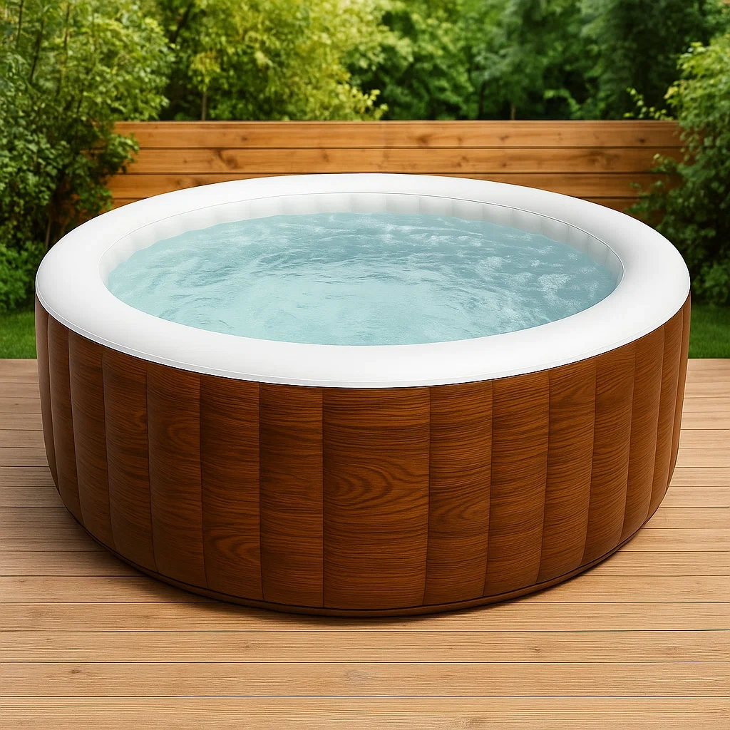 Aufblasbarer Whirlpool, 150 x 150 x 71 cm, 4 Personen, rund, braun/weiß, Modell: KSGN312tq