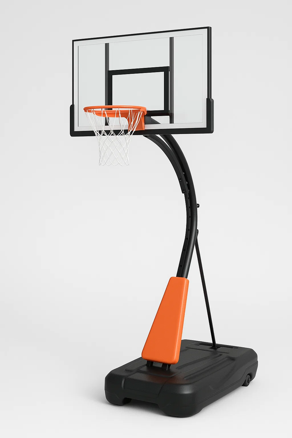 Basketballkorb mit verstellbarem Fuß, schwarz und orange, aus Stahl und Polyethylen, für den Außenbereich, 115 x 75 x 310 cm, DsJOCzbC94Tw