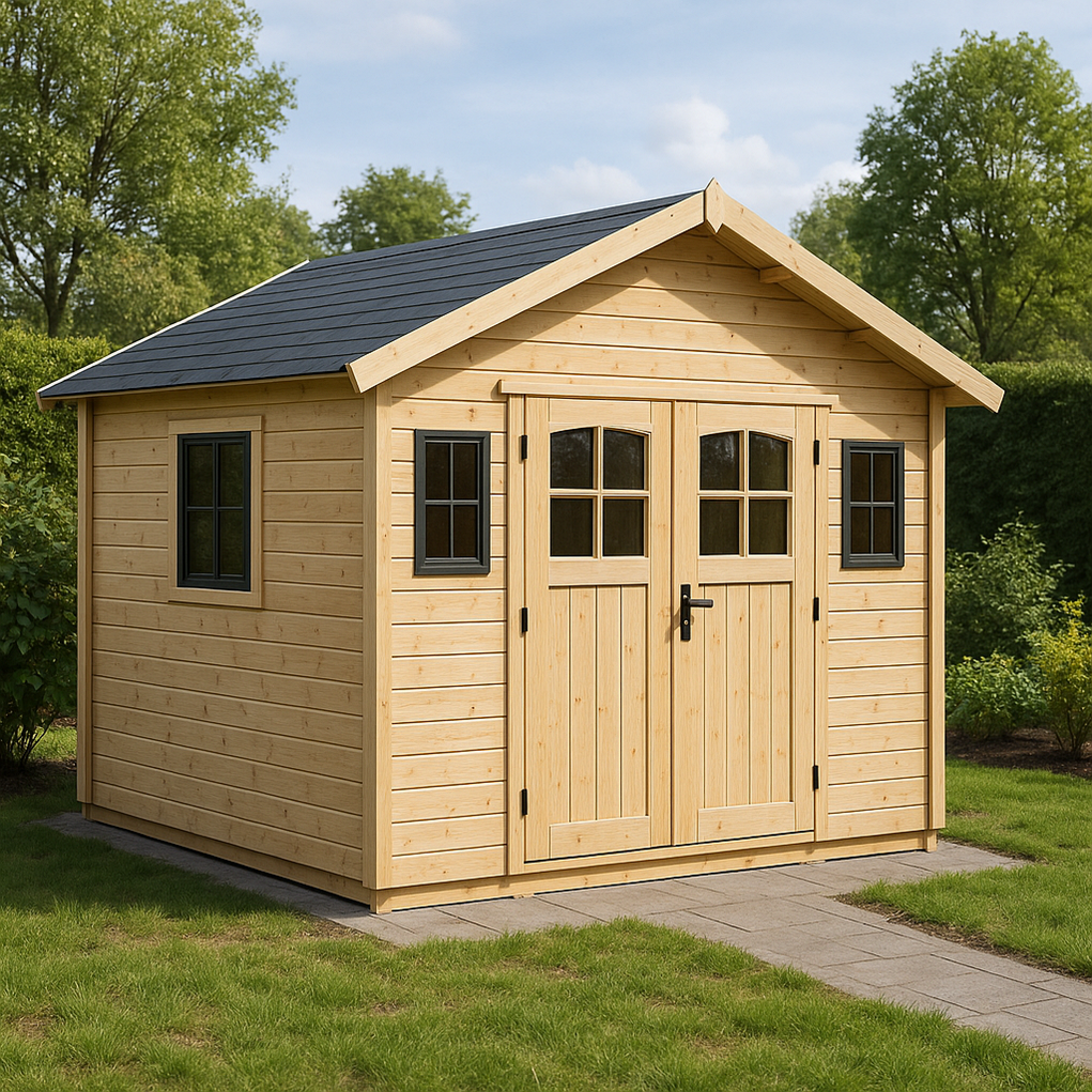 Gartenhaus aus Holz, 260x240x250, Naturholz, QmzcAzK381qj