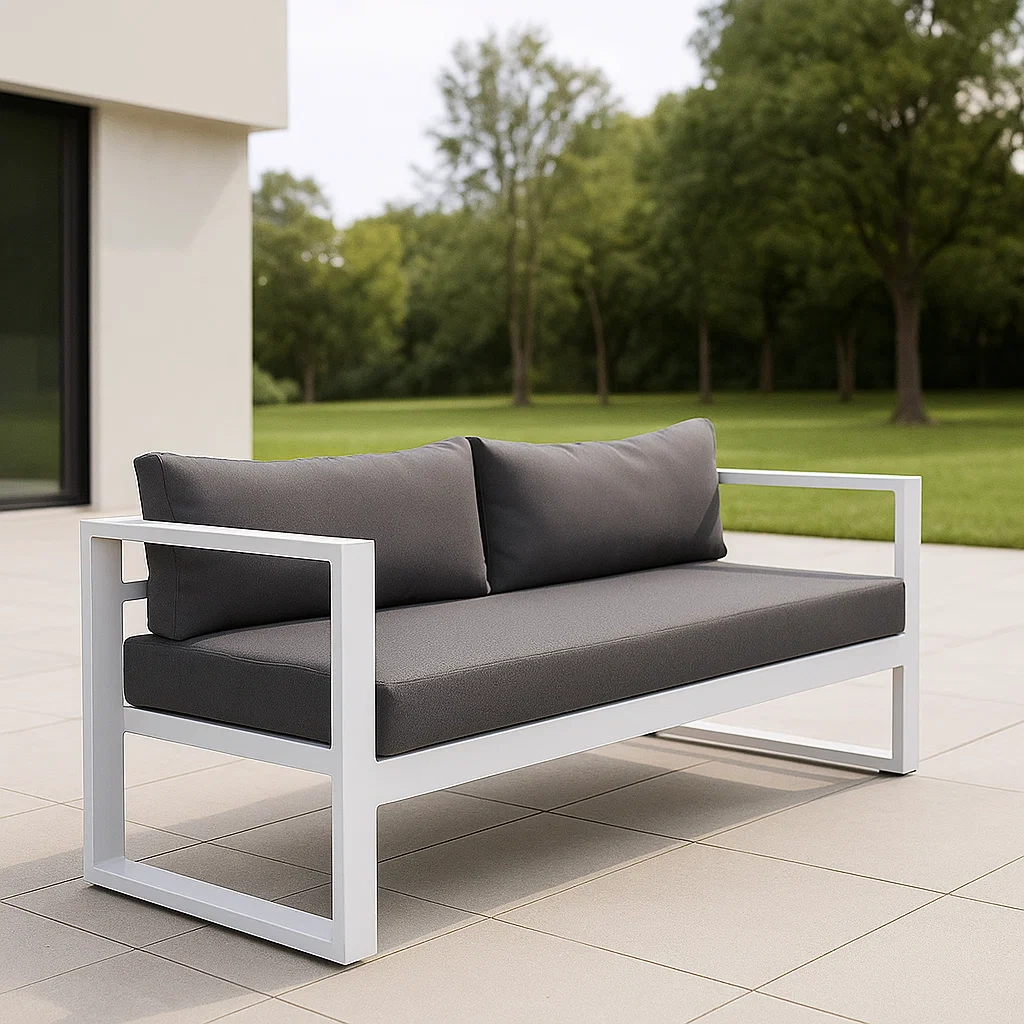 Gartensofa, grau, Polyester und Aluminium, geeignet für den Garten, 206 x 71 x 69 cm