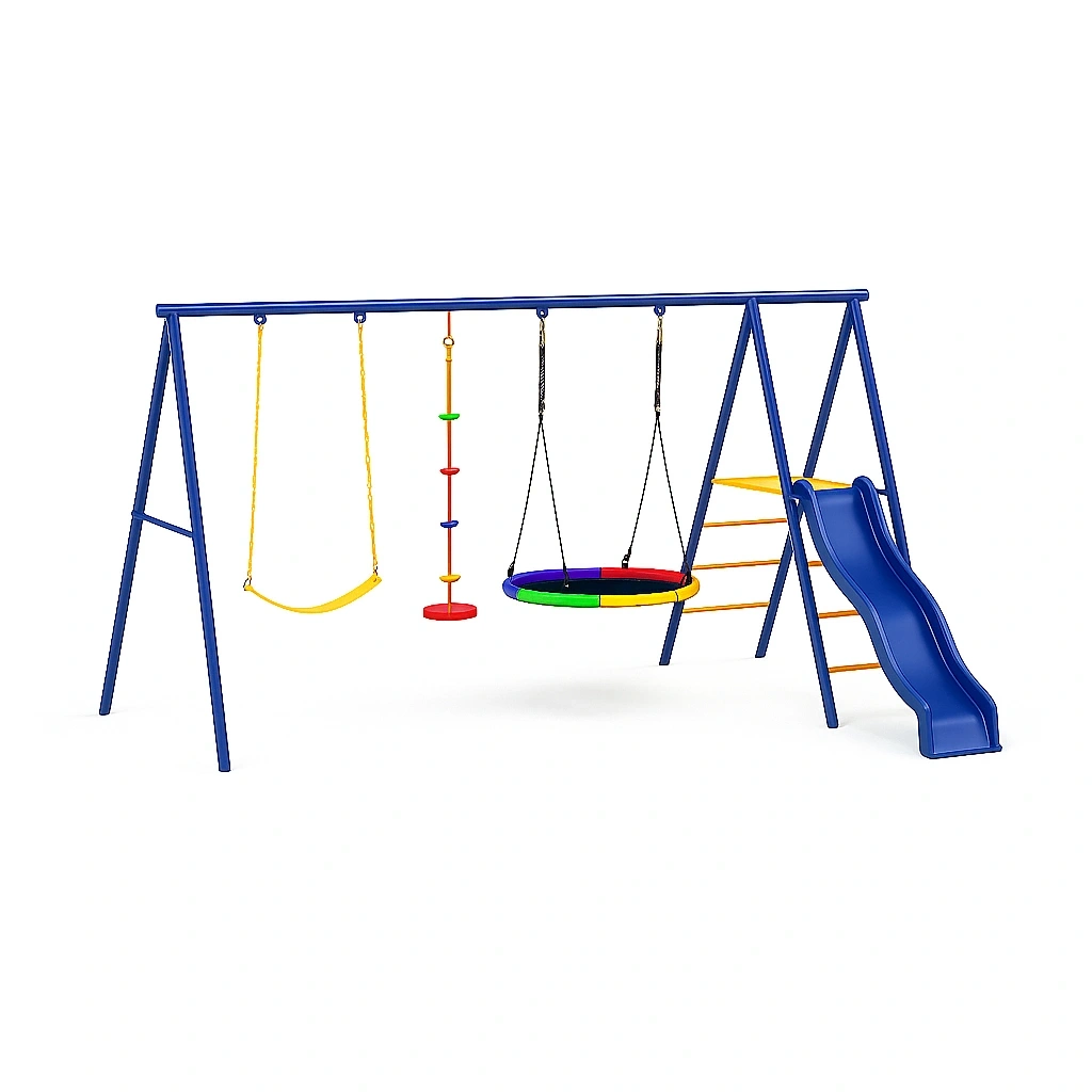 Spielanlage mit Schaukeln, Rutschen und Seilen, Stahl, für den Außenbereich, 350 x 200 x 220 cm - ThpOBQA190Db