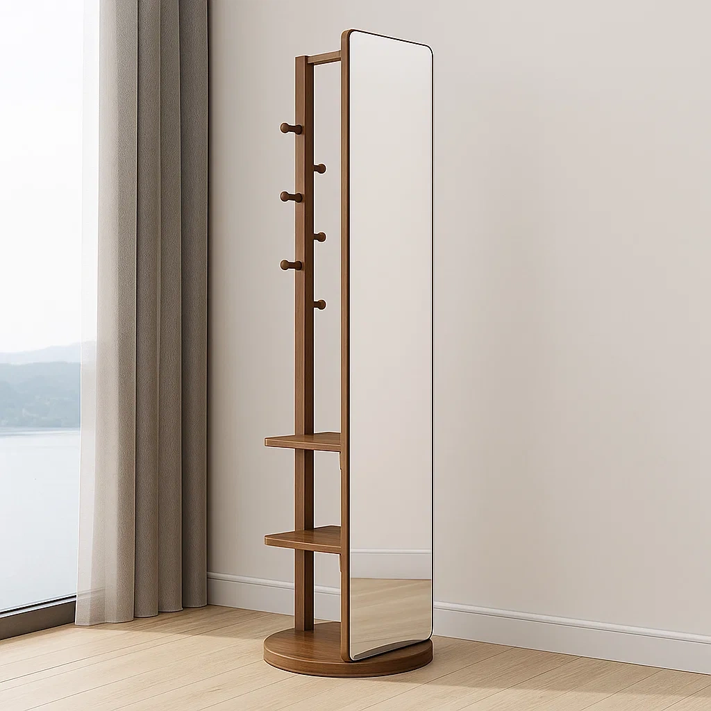 Standspiegel, Walnussholz, geeignet für das Wohnzimmer, 50 x 10 x 174 cm