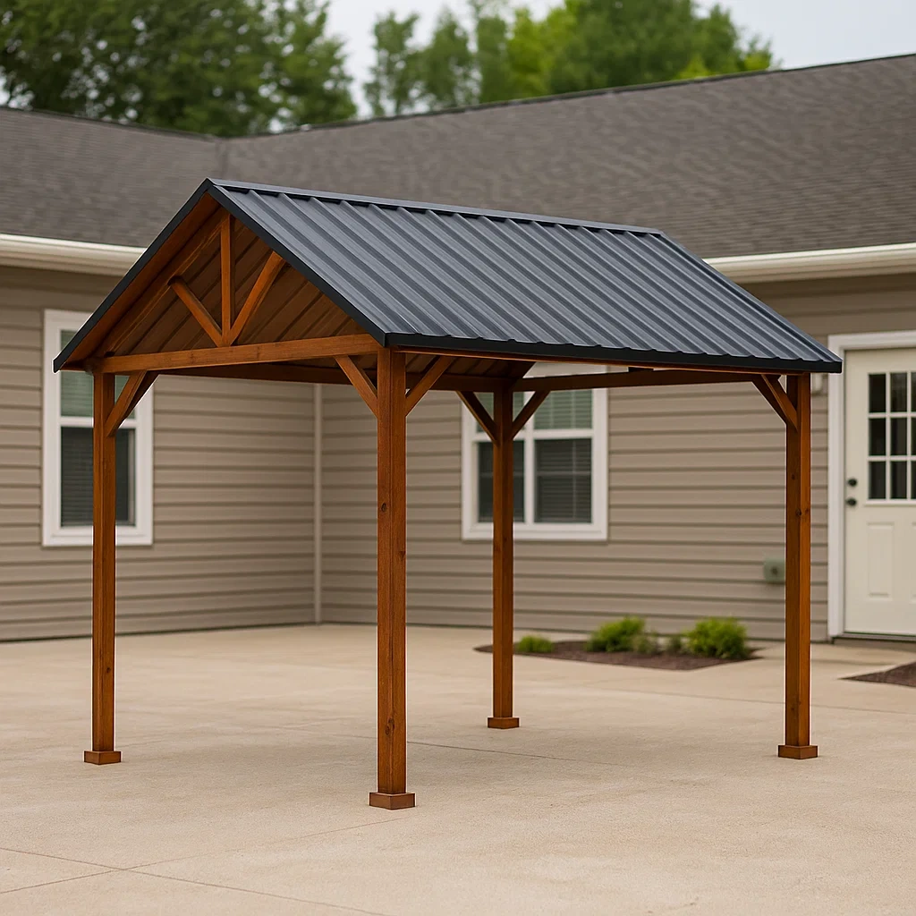 Gartenpavillon und Kiosk, rechteckig, Holz, braun, Satteldach, freistehend, 200 x 300 x 290 cm, für den Garten - 111IPGxeM4mS