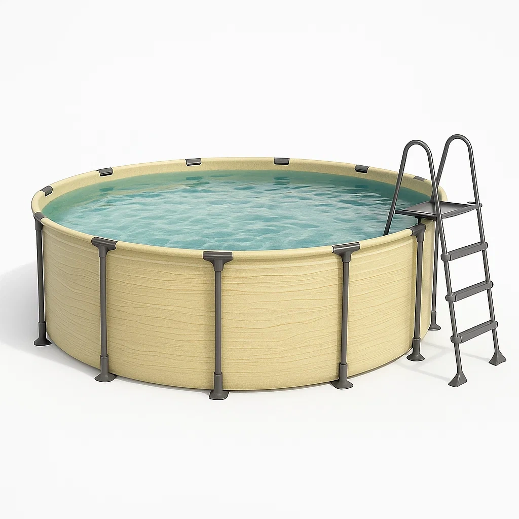 Runder, abnehmbarer, röhrenförmiger Swimmingpool 448x105 cm, beige, mit Filter und Leiter (yoEhAwH294gd)