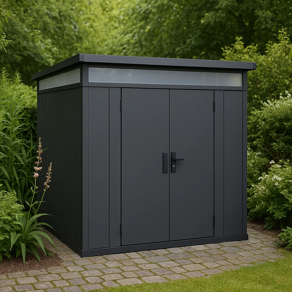 Gartenhaus, anthrazitgraues Metallhaus, Stahl, für den Außenbereich, 210 x 160 x 200 cm jMncGpN222rE